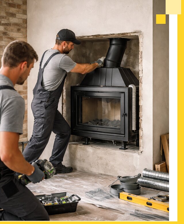 Установка каминных топок в Киселёвске: монтаж, подключение