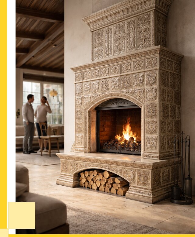 Купить изразцовый камин в Киселёвске от 257025 р. | ЭриданКис