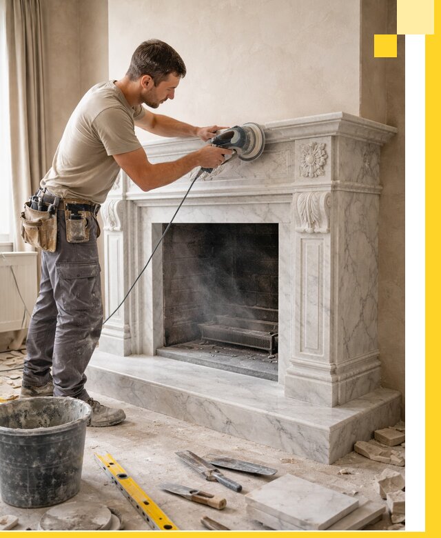 Изготовление и установка мраморных каминов в Киселёвске под ключ