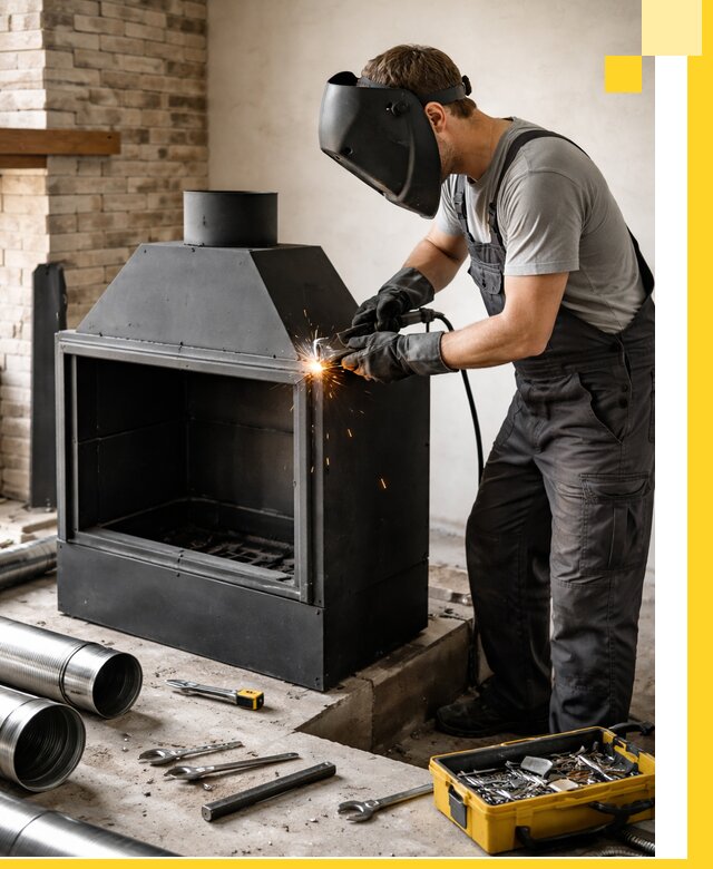 Продажа и установка металлических каминов в Киселёвске под ключ