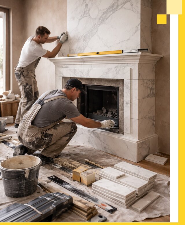 Отделка каминов в Киселёвске качественные облицовочные работы