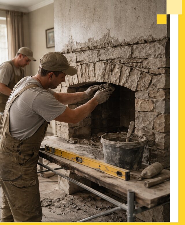 Изготовление каминов под ключ в Киселёвске, монтаж и отделка