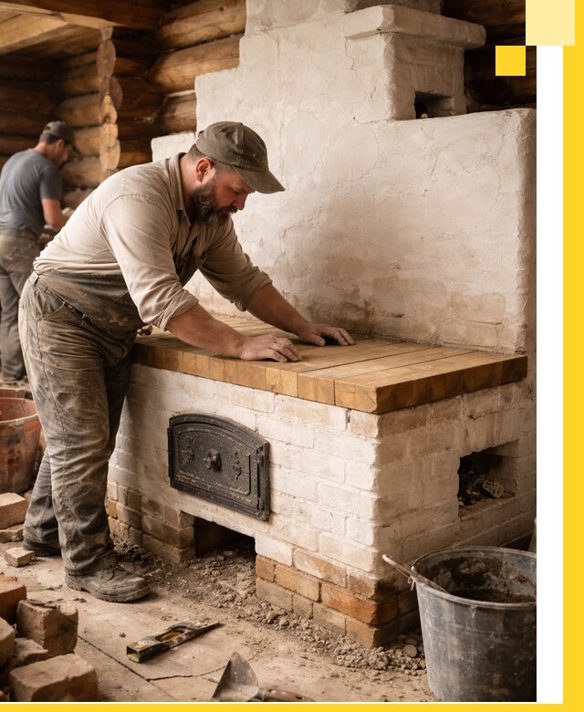 Проектирование и установка русской печи с лежанкой в Киселёвске