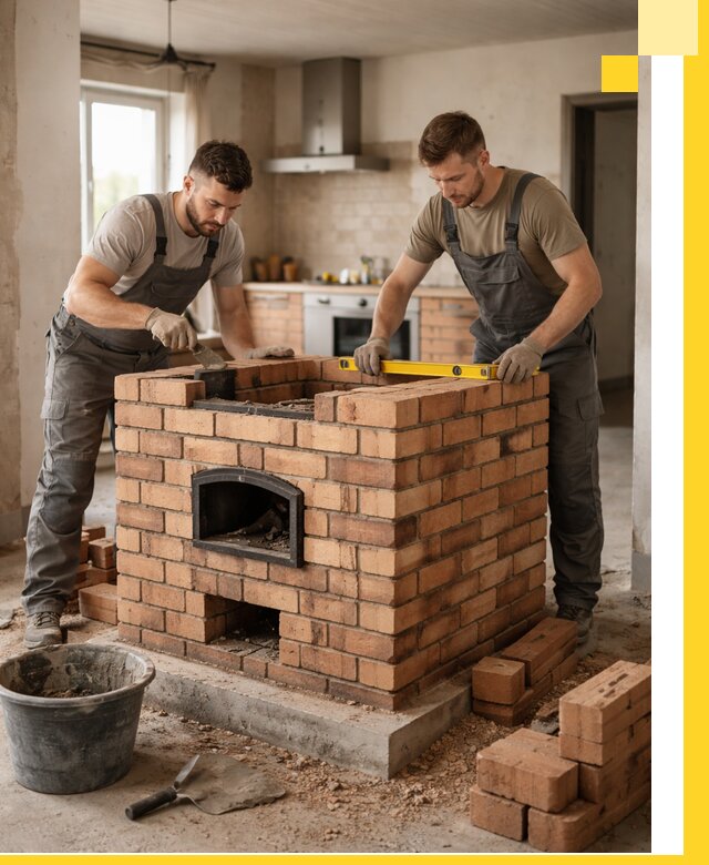 Установка и монтаж печей в частном доме в Киселёвске под ключ