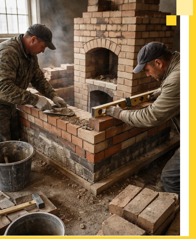 Изготовление и монтаж печей и каминов из кирпича в Киселёвске