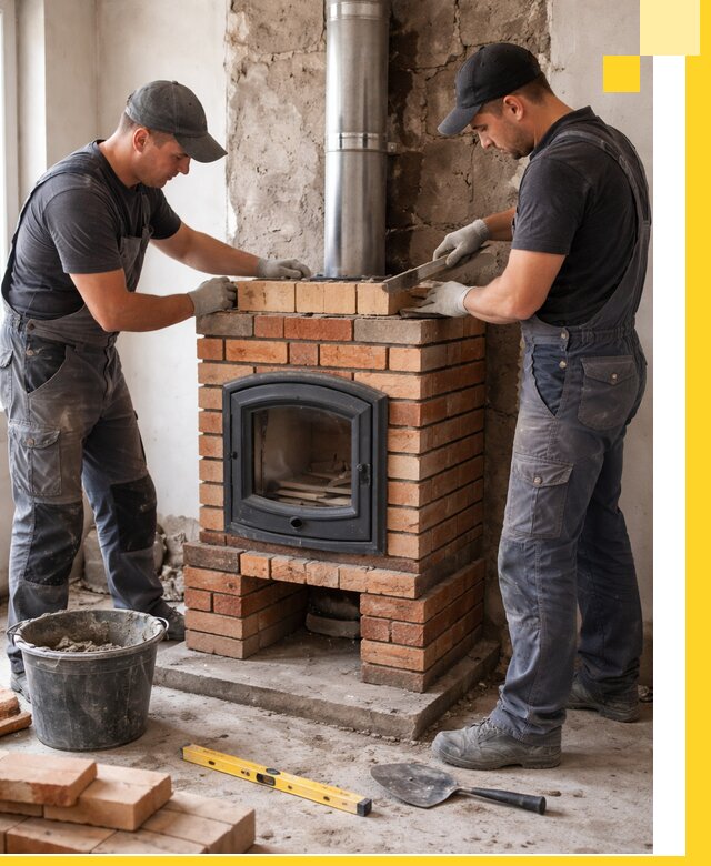 Монтаж печи камина под ключ в Киселёвске с гарантией и пусконаладкой