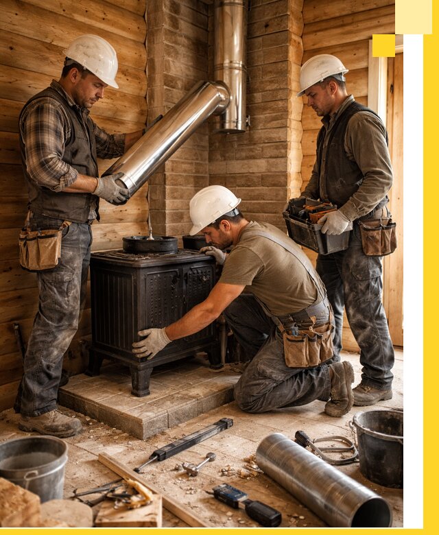 Профессиональный монтаж банных печей и дымоходов в Киселёвске