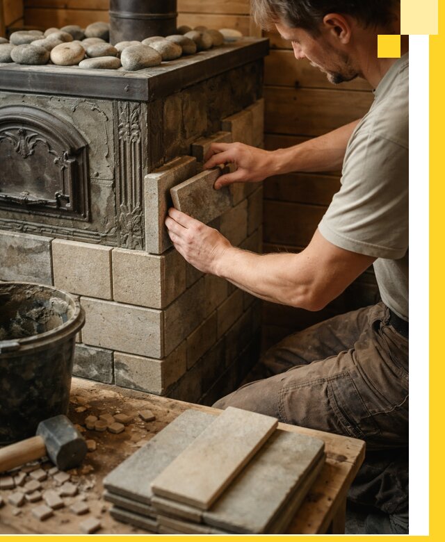 Облицовка банных печей в Киселёвске профессиональная отделка