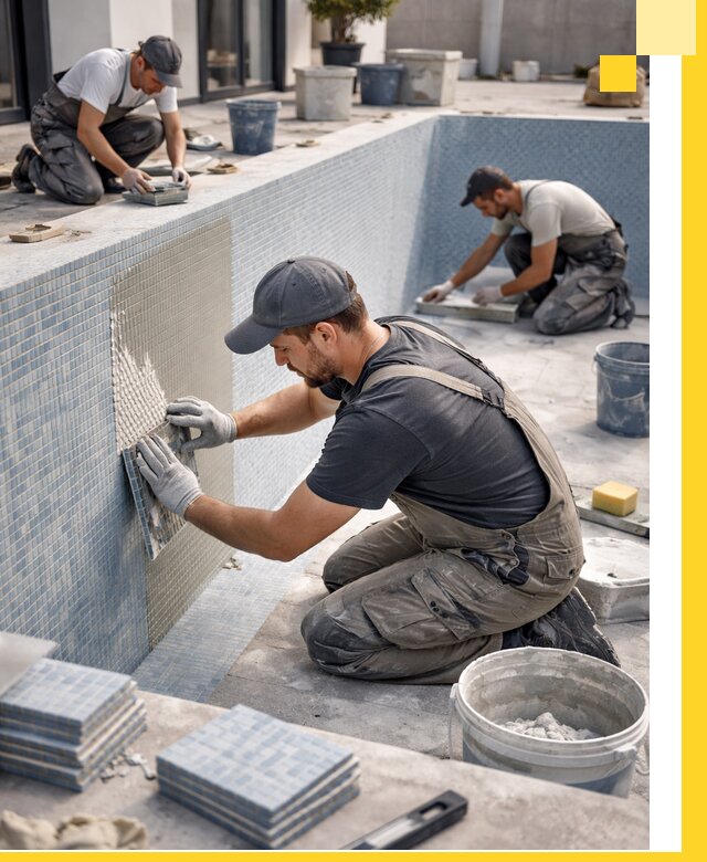 Облицовка бассейнов в Киселёвске плитка мозаика гидроизоляция