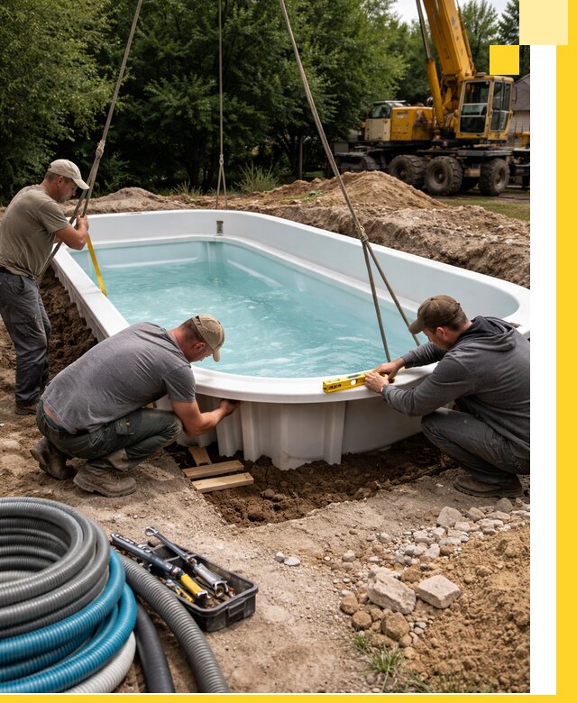 Установка и монтаж композитных бассейнов под ключ в Киселёвске