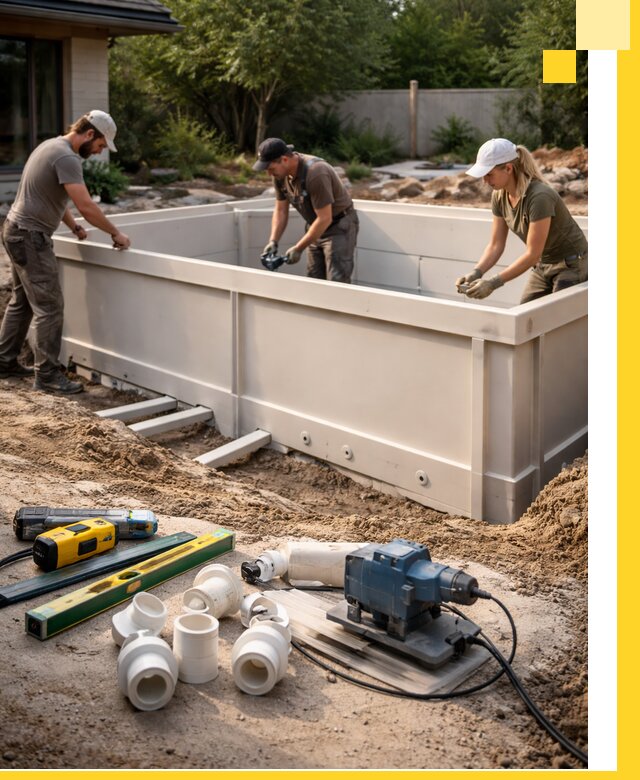 Установка полипропиленовых бассейнов под ключ в Киселёвске