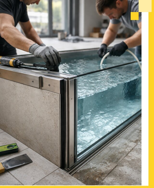 Проектирование и монтаж стеклянных бассейнов в Киселёвске