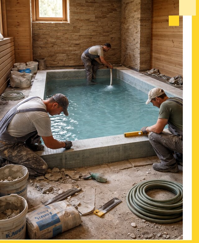 Проектирование и строительство бассейнов для бани в Киселёвске