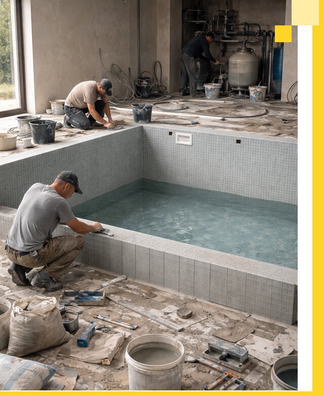 Строительство и монтаж бассейнов в помещении в Киселёвске