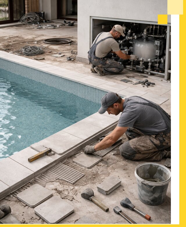 Строительство и монтаж бассейнов в коттедже в Киселёвске