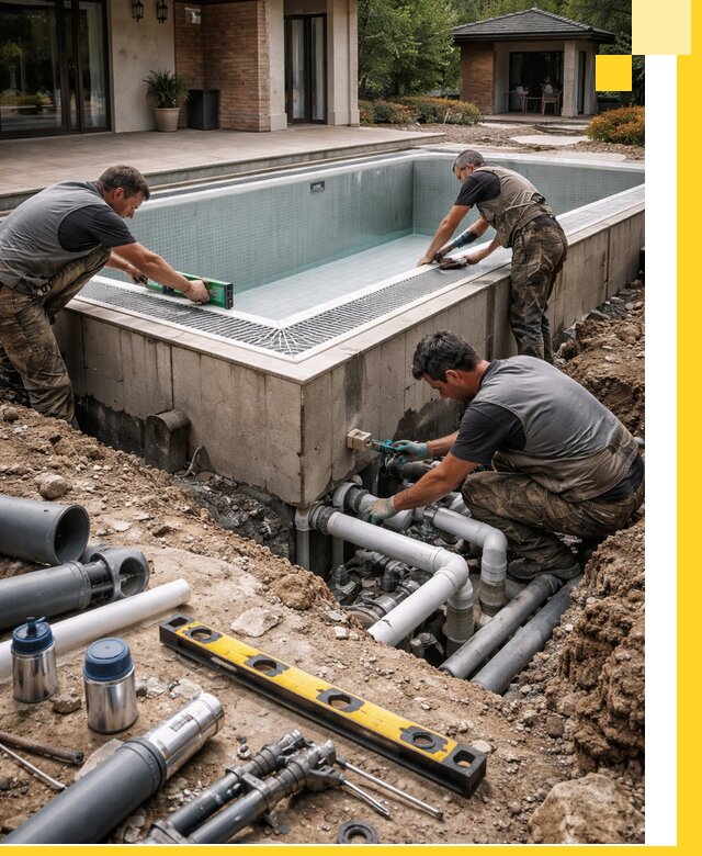 Строительство переливных бассейнов в Киселёвске под ключ