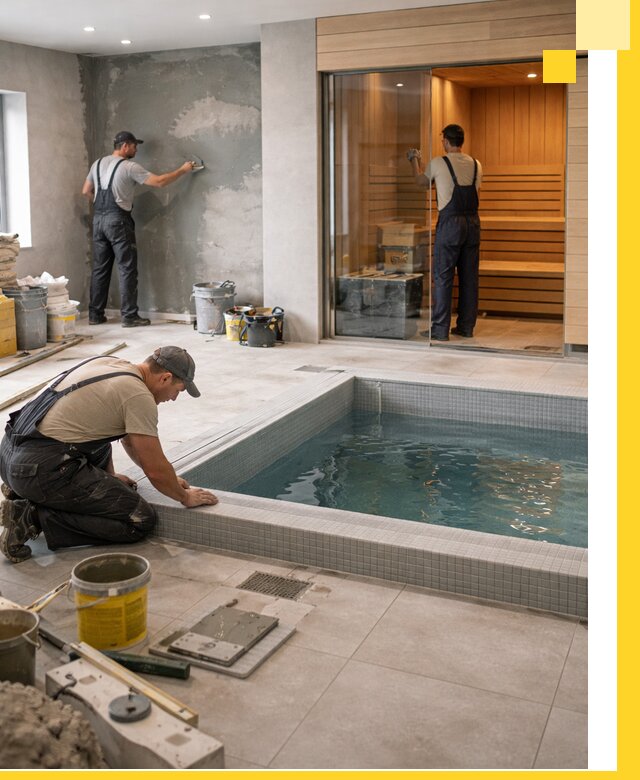 Проектирование и строительство сауны с бассейном в Киселёвске