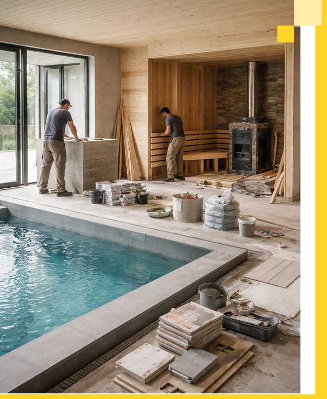 Проектирование и строительство бань с бассейном в Киселёвске