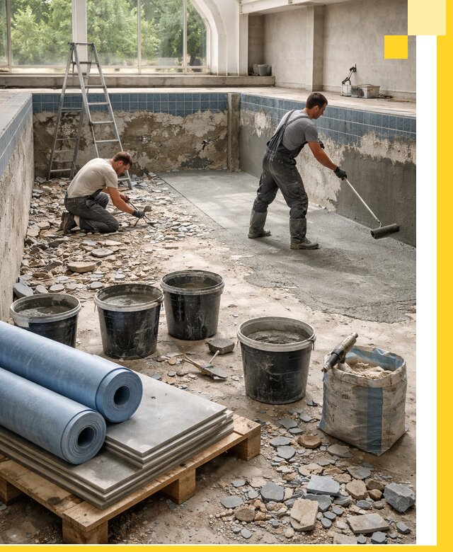 Реконструкция бассейнов в Киселёвске: ремонт, гидроизоляция