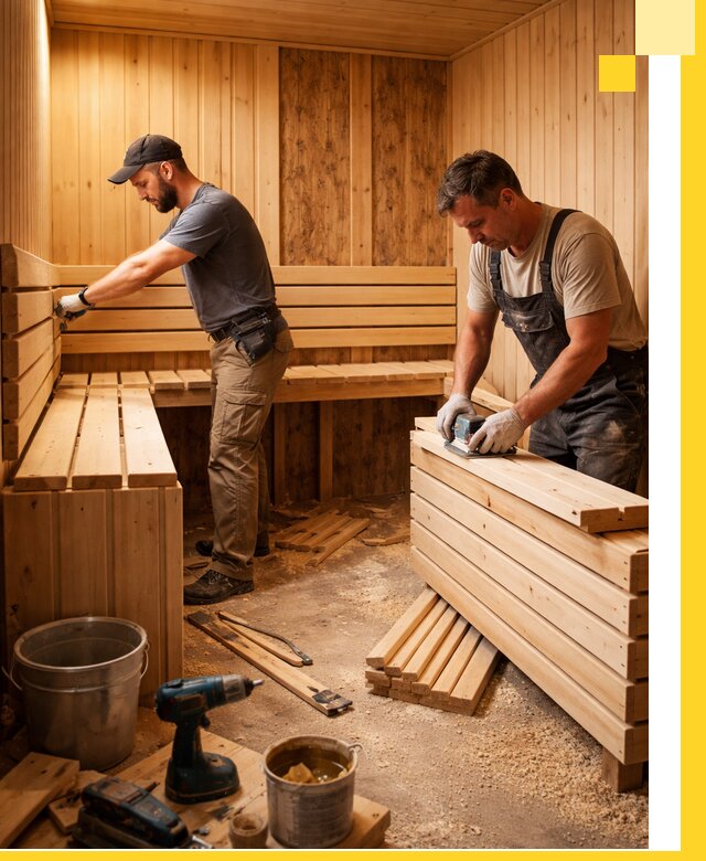 Профессиональный комплексный ремонт саун под ключ в Киселёвске