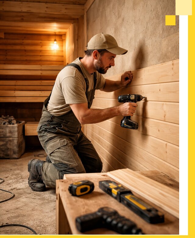 Профессиональная внутренняя отделка бани в Киселёвске под ключ