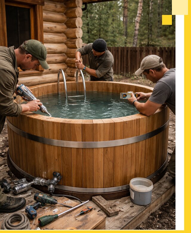 Строительство бань с купелью под ключ и отделкой в Киселёвске