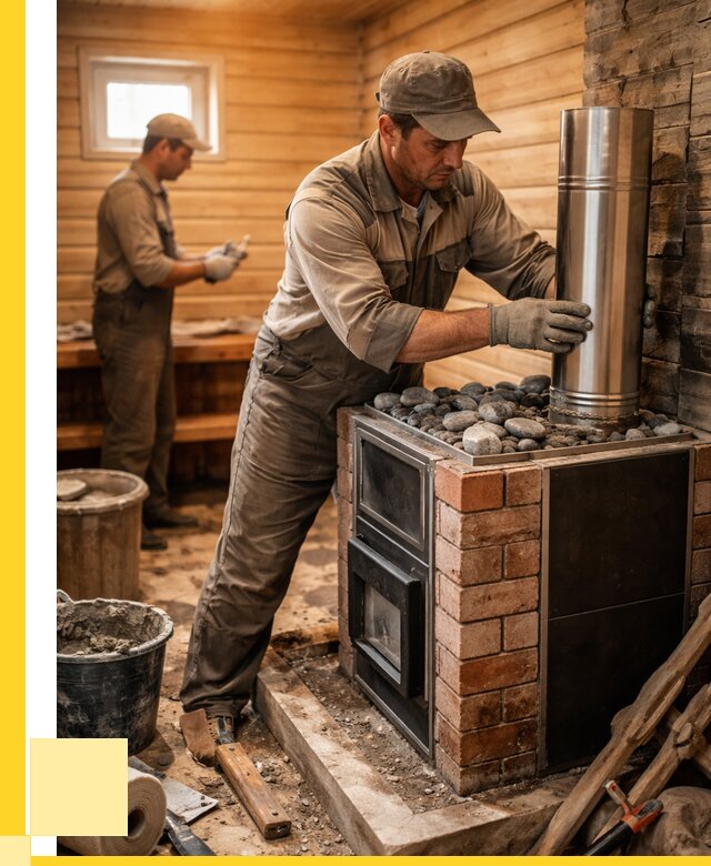 Монтаж печи в бане под ключ в Киселёвске от 20562 р. | ЭриданКис