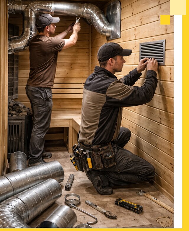 Проектирование и монтаж вентиляции бани в Киселёвске под ключ