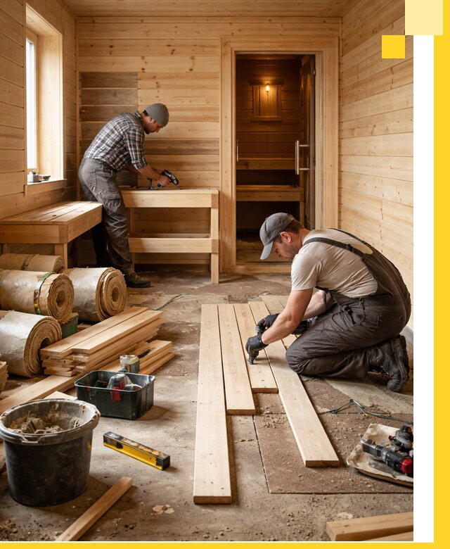 Индивидуальный проект бани с комнатой отдыха под ключ в Киселёвске