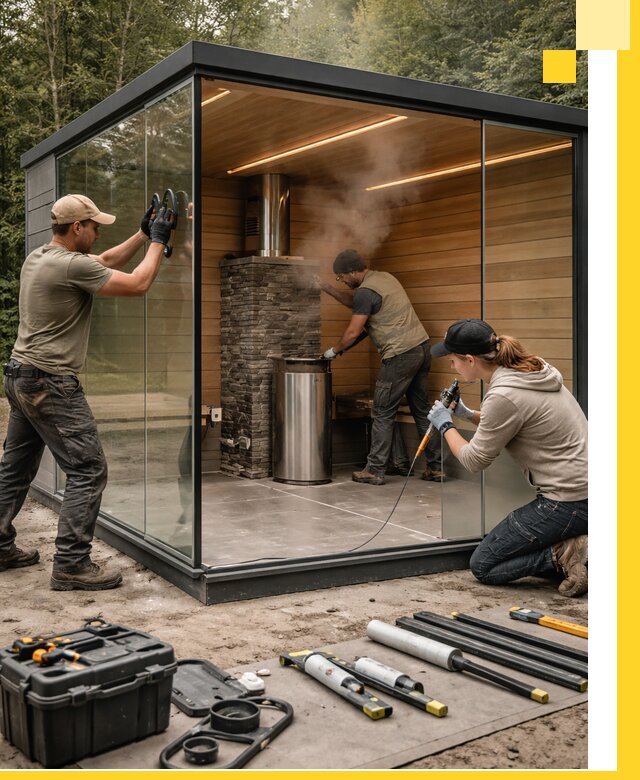 Проектирование и строительство стеклянных бань в Киселёвске