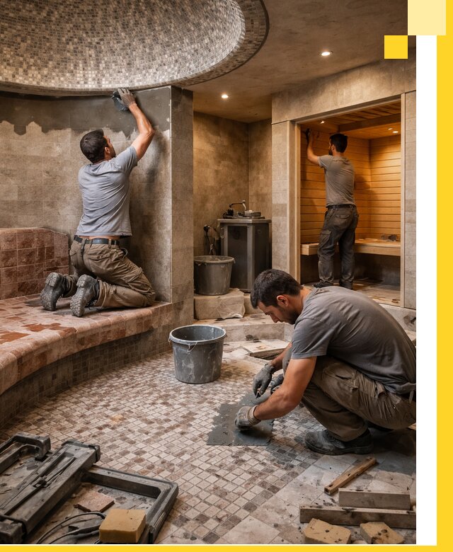 Проект и строительство хамама бани и сауны под ключ в Киселёвске