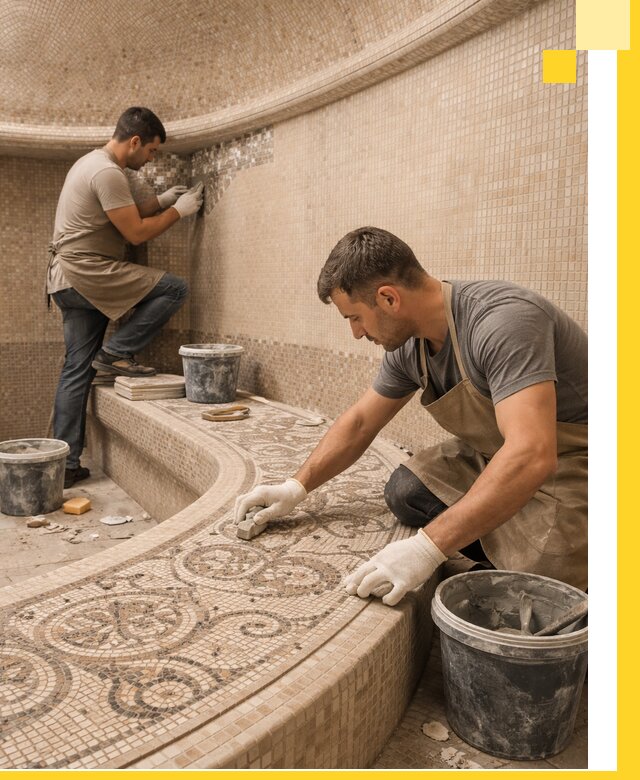 Плитка для хамама в Киселёвске, укладка, подбор и поставка