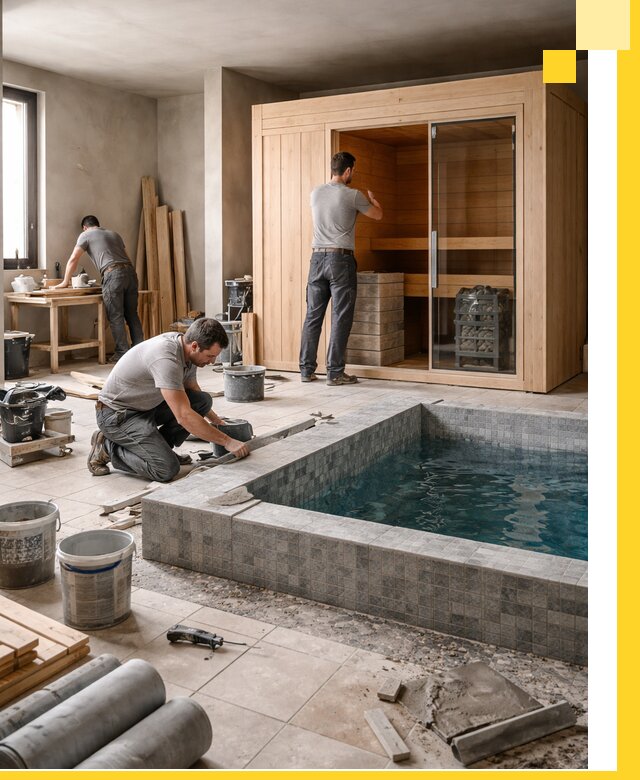 SPA зоны под ключ с бассейном сауной и печью в Киселёвске